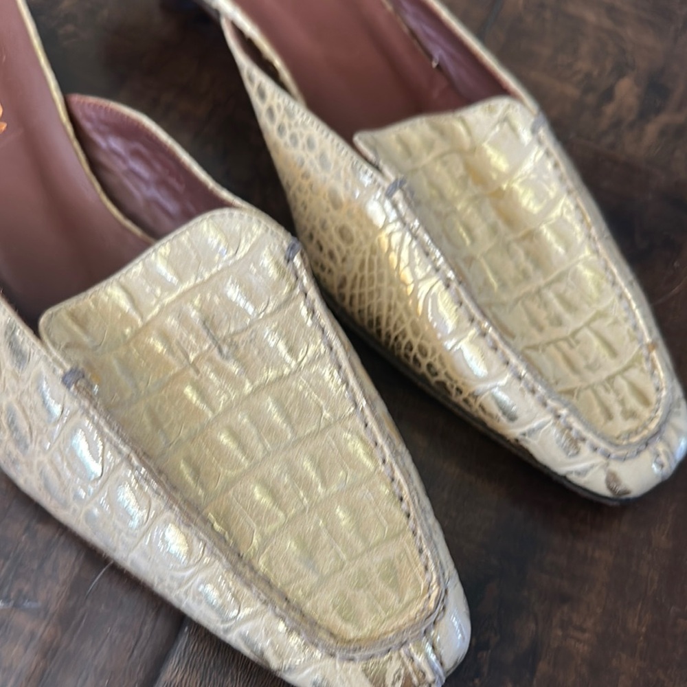 Donald J. Pliner Gold Textured Mules - Picture 3 of 4